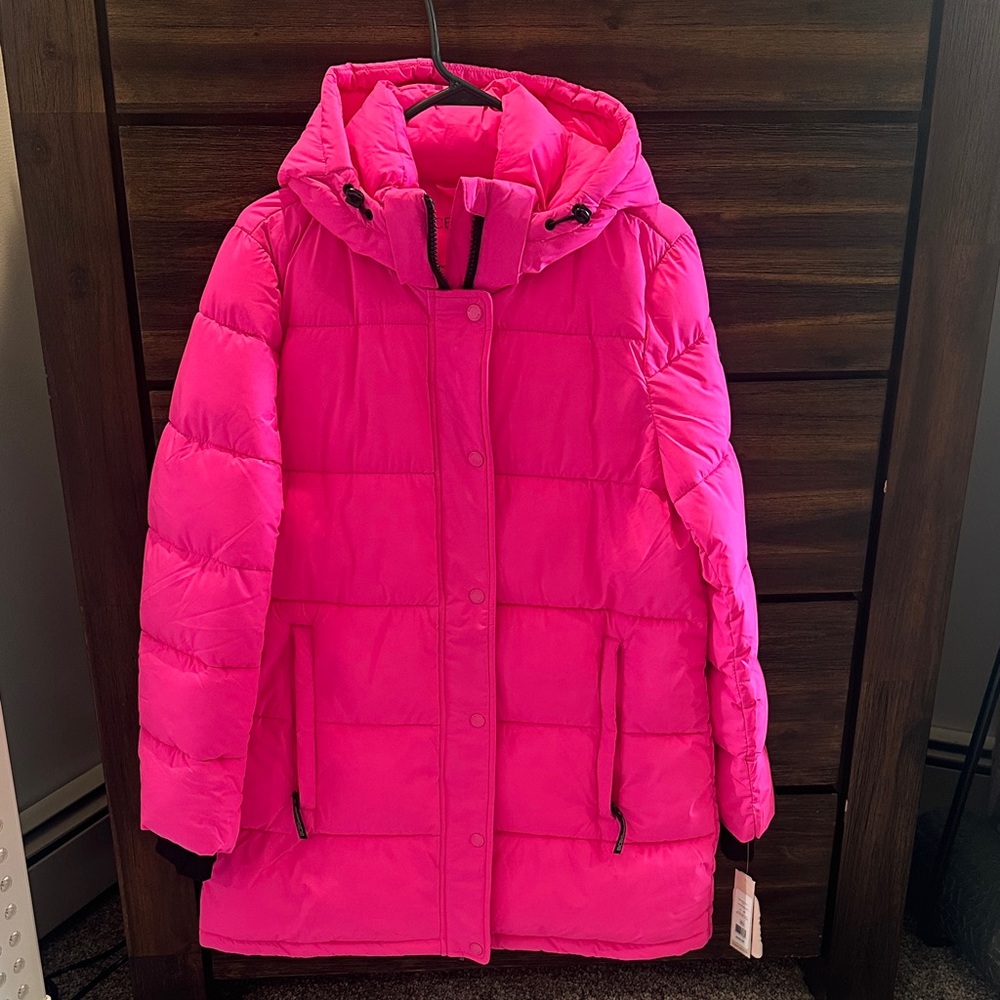 BCB Puffer Coat with Hood - Bright Pink